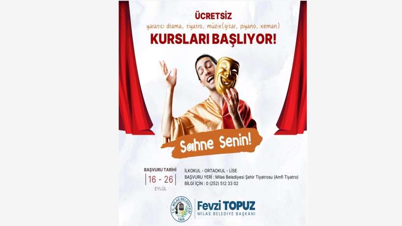 MİLAS BELEDİYESİ KÜLTÜR SANAT KURSLARI İÇİN KAYITLAR BAŞLIYOR