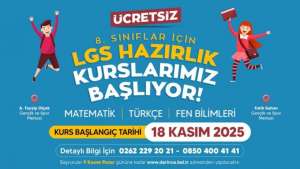 Derince Belediyesi Ücretsiz LGS Hazırlık Kursları Başlıyor