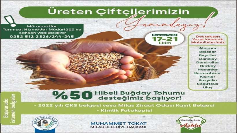 Milas Belediyesi’nden %50 Hibeli Buğday Tohumu Desteği